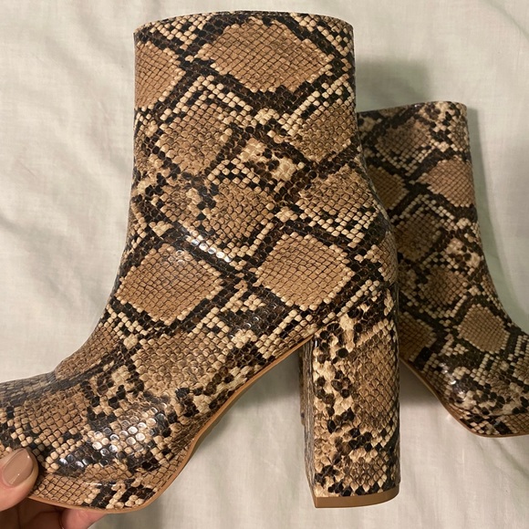 NEVER WORN Faux Snakeskin Booties - Picture 2 of 3
